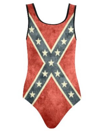 weathered Confederate Battle Flag high-cut one-piece swimsuit